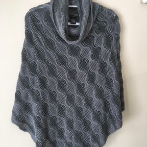 Silver & Grey Poncho Sweater